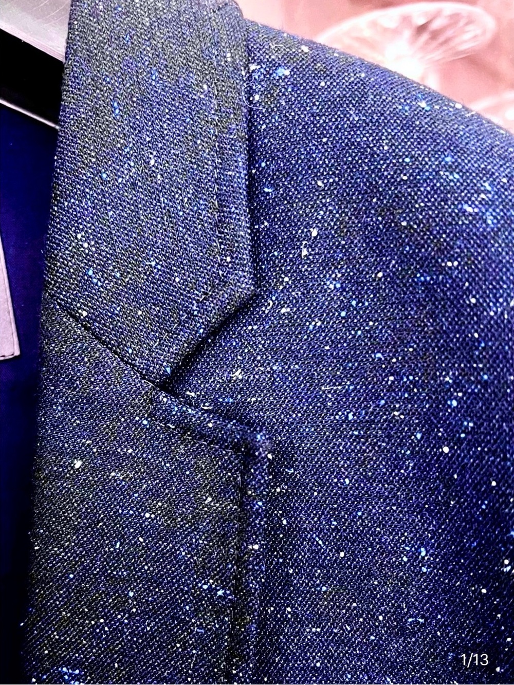Zara Navy Flecked Sport Coat with Blue Speckle